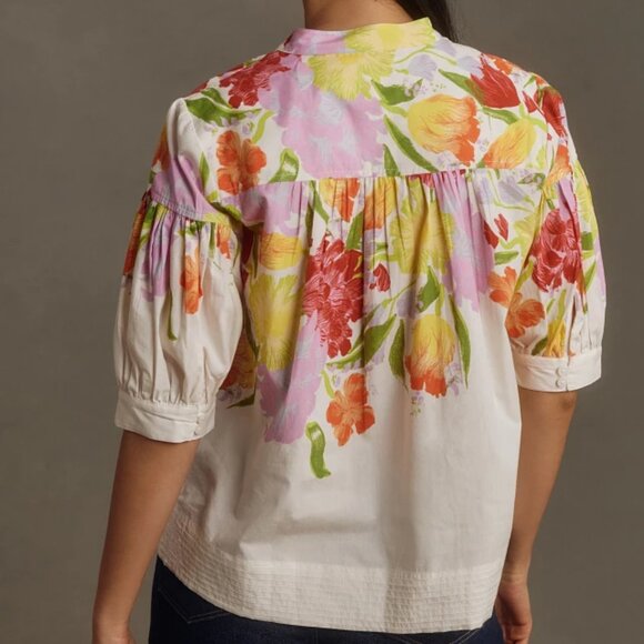 Anthropologie Yukiko Noritake Darcey Popover Swing Top XS 0 - Picture 3 of 16